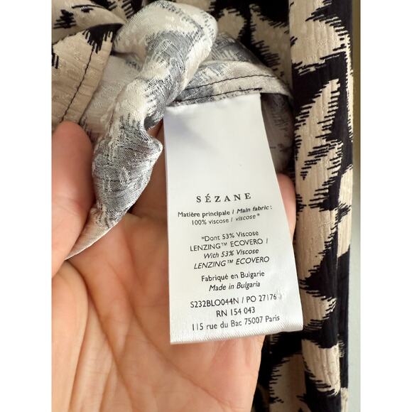 Sézane | Sezane | Linon Blouse in Black & White | Sz 34 / US Sz 2 - Picture 7 of 11